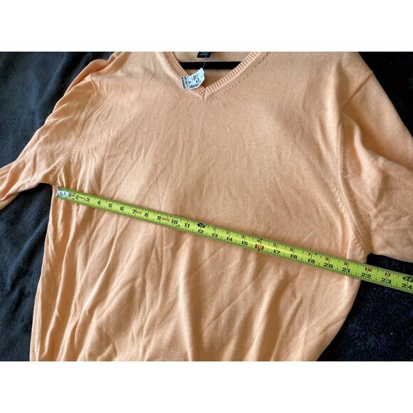 Jos. A. Bank NWT V-Neck Cotton Sweater in Peach Orange, Size XL - Picture 3 of 6